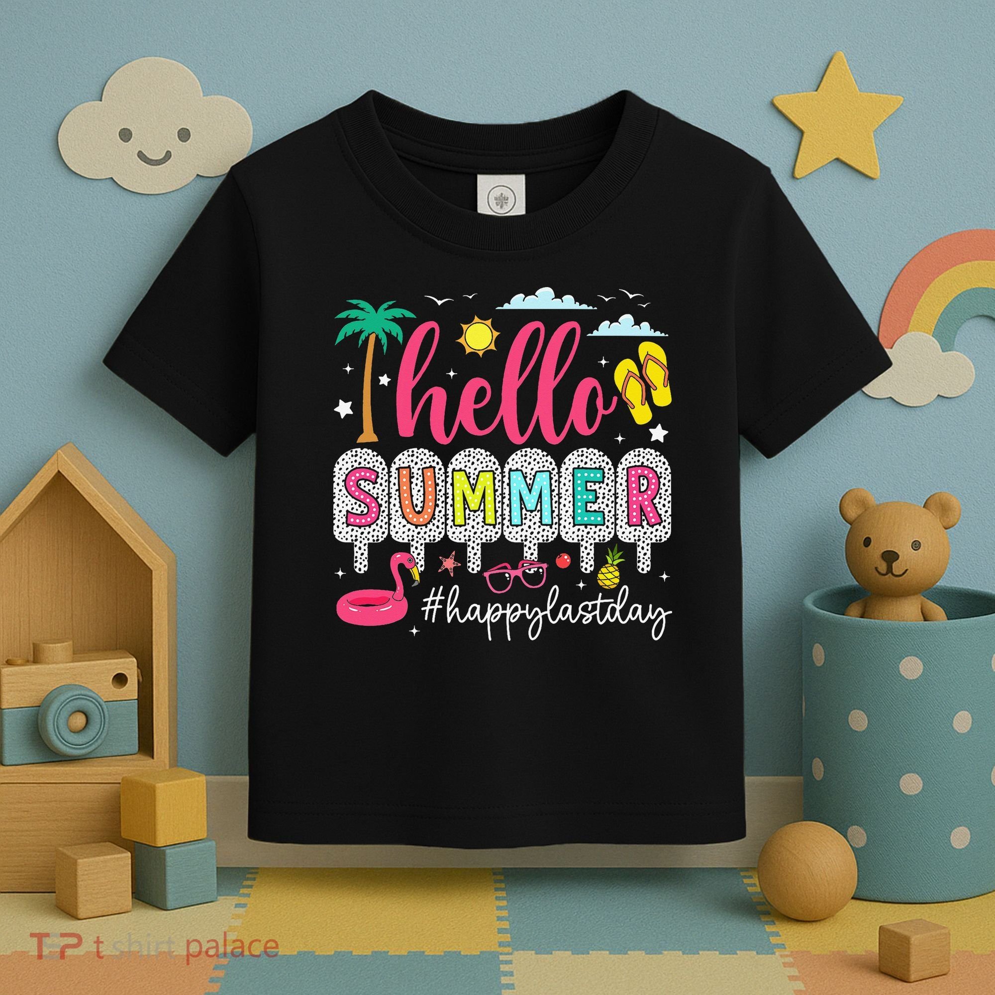 Retro Hello Summer Happy Last Day Of School Teacher Student Toddler T-Shirt