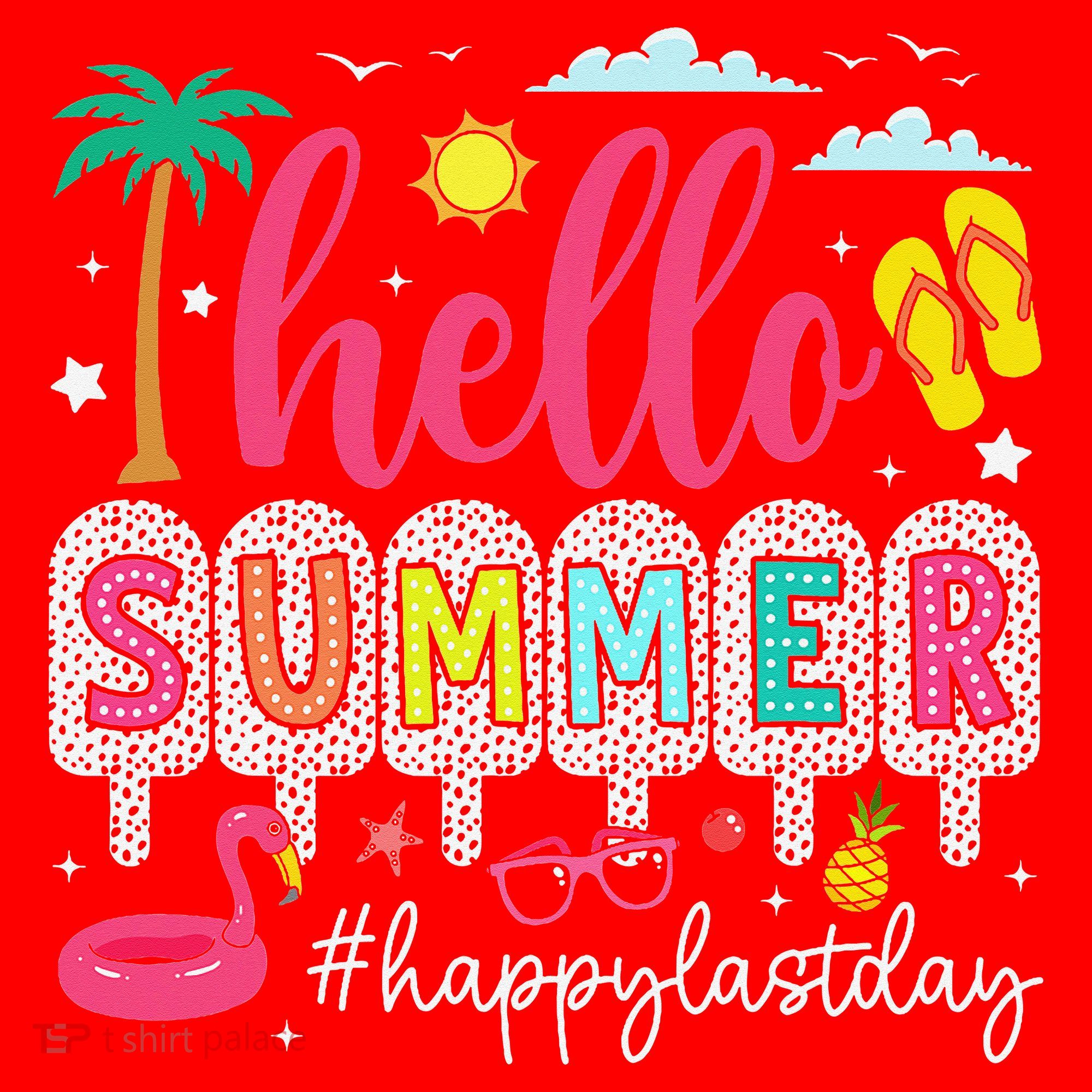 Retro Hello Summer Happy Last Day Of School Teacher Student Santa Hat