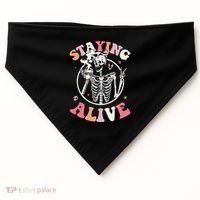 Retro Halloween Skeleton Coffee Mug Groovy Staying Alive Hippie USA-Made Doggie Bandana thumb 0
