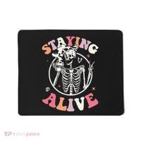 Retro Halloween Skeleton Coffee Mug Groovy Staying Alive Hippie Mousepad thumb 0