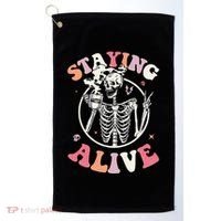 Retro Halloween Skeleton Coffee Mug Groovy Staying Alive Hippie Golf Towel thumb 0