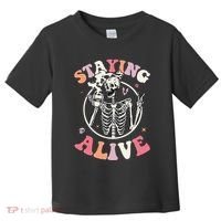 Retro Halloween Skeleton Coffee Mug Groovy Staying Alive Hippie Toddler T-Shirt thumb 0