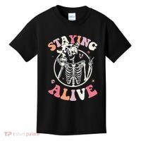 Retro Halloween Skeleton Coffee Mug Groovy Staying Alive Hippie Kids T-Shirt thumb 0