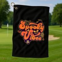 Retro Halloween Spooky Vibes Golf Towel thumb 1