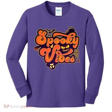 Retro Halloween Spooky Vibes Kids Long Sleeve Shirt