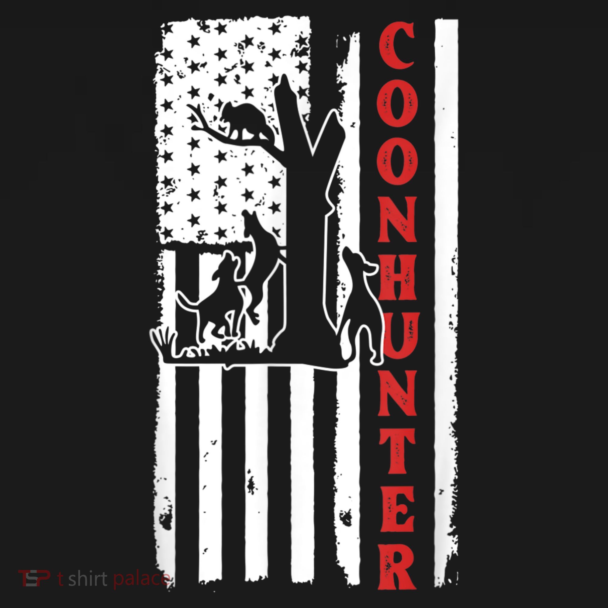 Raccoon Hunting Season USA Flag Coon Hunter Long Sleeve Shirt