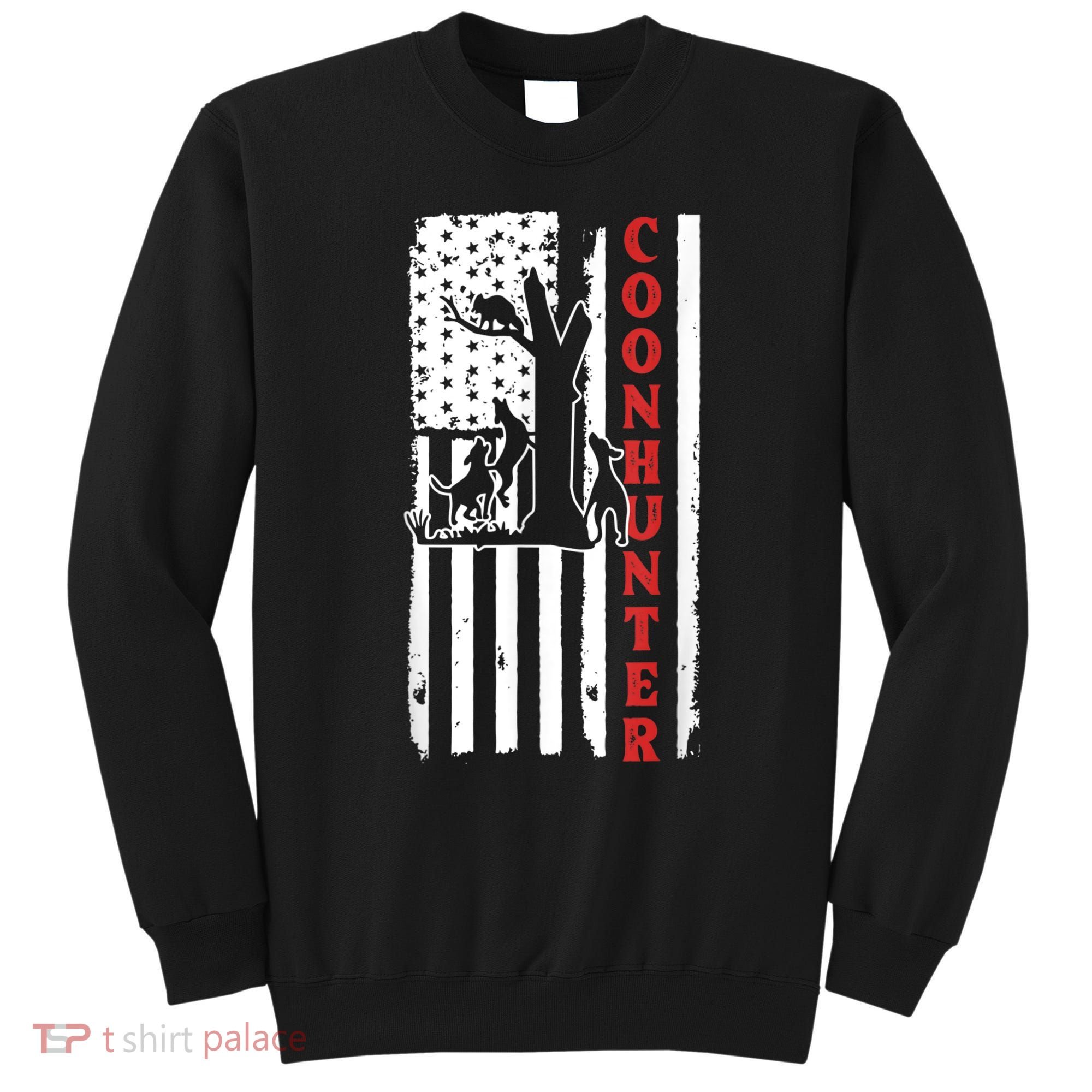 Raccoon Hunting Season USA Flag Coon Hunter Sweatshirt