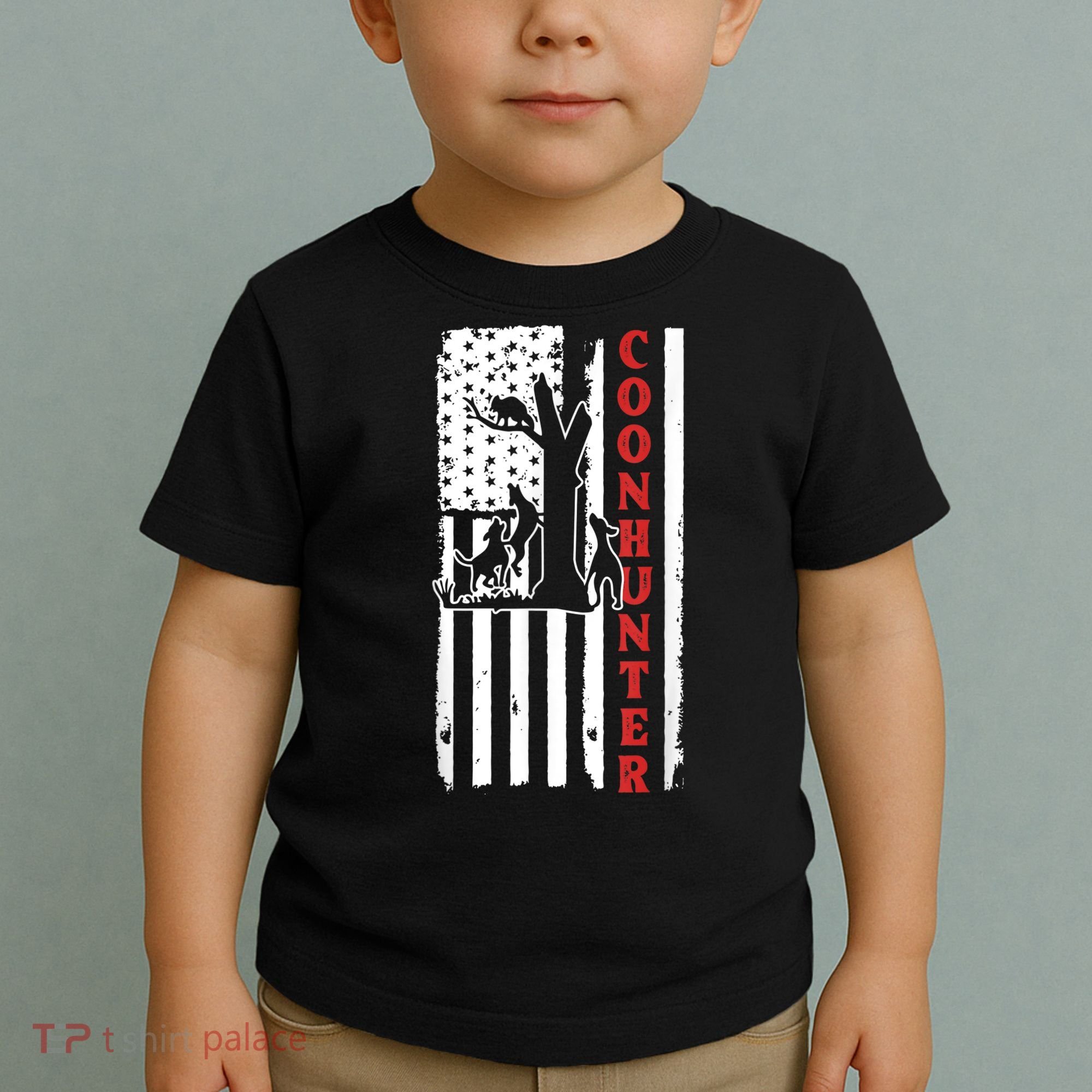 Raccoon Hunting Season USA Flag Coon Hunter Toddler T-Shirt