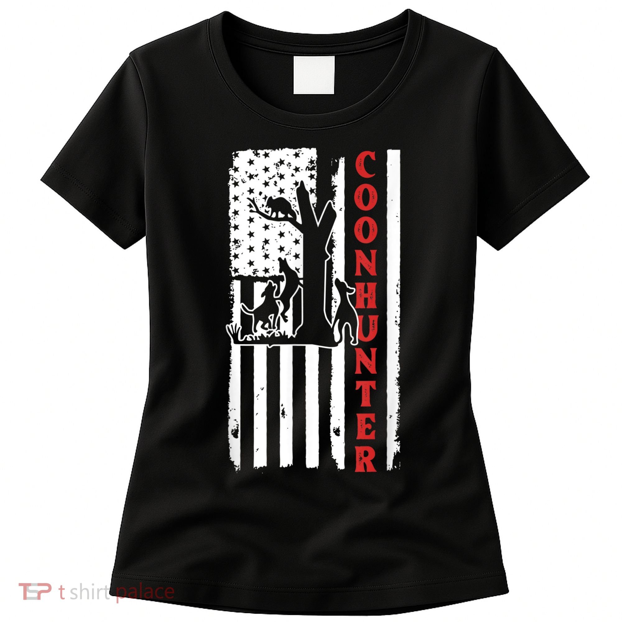 Raccoon Hunting Season USA Flag Coon Hunter Women's T-Shirt