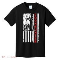 Raccoon Hunting Season USA Flag Coon Hunter Kids T-Shirt thumb 0