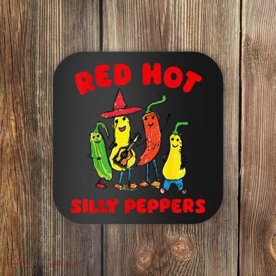 Red Hot Silly Peppers Coaster