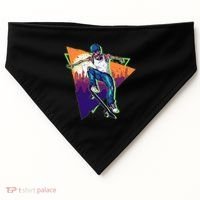 Retro Halloween Skateboarding Skater Skeleton USA-Made Doggie Bandana thumb 0