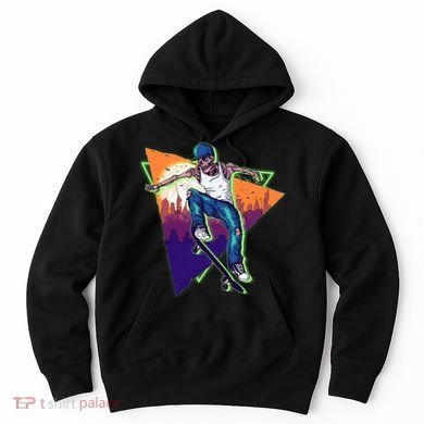 Retro Halloween Skateboarding Skater Skeleton Hoodie