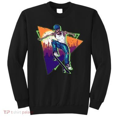 Retro Halloween Skateboarding Skater Skeleton Sweatshirt