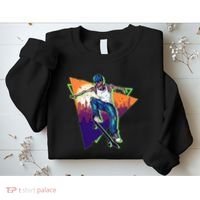 Retro Halloween Skateboarding Skater Skeleton Sweatshirt thumb 2