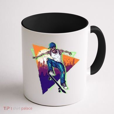 Retro Halloween Skateboarding Skater Skeleton Coffee Mug back