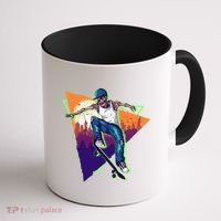 Retro Halloween Skateboarding Skater Skeleton Coffee Mug thumb 1