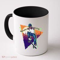 Retro Halloween Skateboarding Skater Skeleton Coffee Mug thumb 0