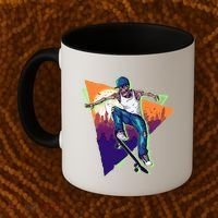 Retro Halloween Skateboarding Skater Skeleton Coffee Mug thumb 2
