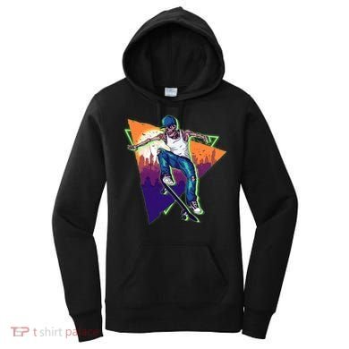 Retro Halloween Skateboarding Skater Skeleton Women's Hoodie