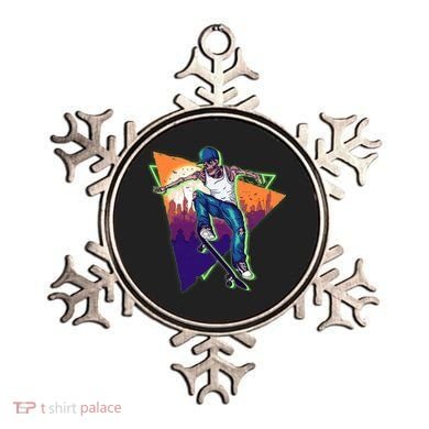 Retro Halloween Skateboarding Skater Skeleton Ornament