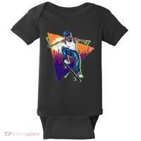 Retro Halloween Skateboarding Skater Skeleton Baby Bodysuit thumb 0
