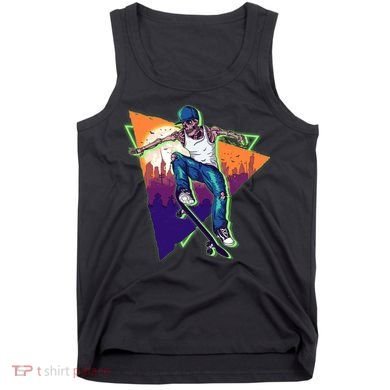 Retro Halloween Skateboarding Skater Skeleton Tank Top