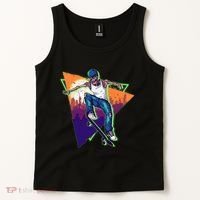Retro Halloween Skateboarding Skater Skeleton Tank Top thumb 2