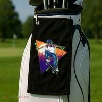 Retro Halloween Skateboarding Skater Skeleton Golf Towel thumb 2