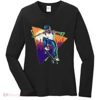 Retro Halloween Skateboarding Skater Skeleton Women's Long Sleeve Shirt thumb 0