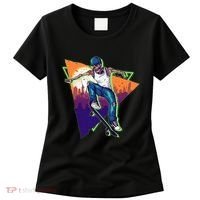 Retro Halloween Skateboarding Skater Skeleton Women's T-Shirt thumb 0