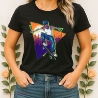 Retro Halloween Skateboarding Skater Skeleton Women's T-Shirt thumb 2