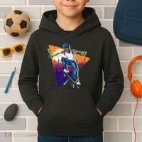 Retro Halloween Skateboarding Skater Skeleton Kids Hoodie thumb 2
