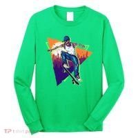 Retro Halloween Skateboarding Skater Skeleton Long Sleeve Shirt thumb 0