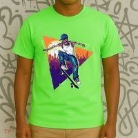 Retro Halloween Skateboarding Skater Skeleton T-Shirt thumb 3