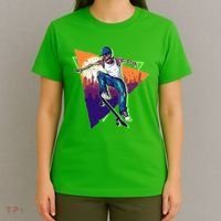 Retro Halloween Skateboarding Skater Skeleton T-Shirt thumb 4