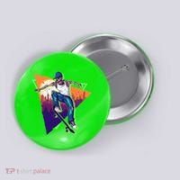 Retro Halloween Skateboarding Skater Skeleton Button thumb 0