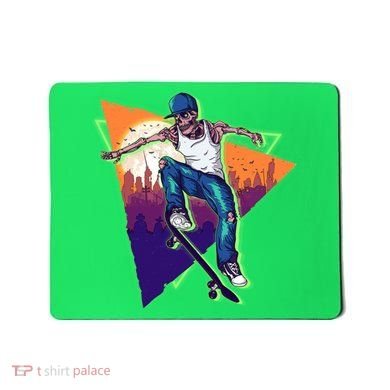 Retro Halloween Skateboarding Skater Skeleton Mousepad