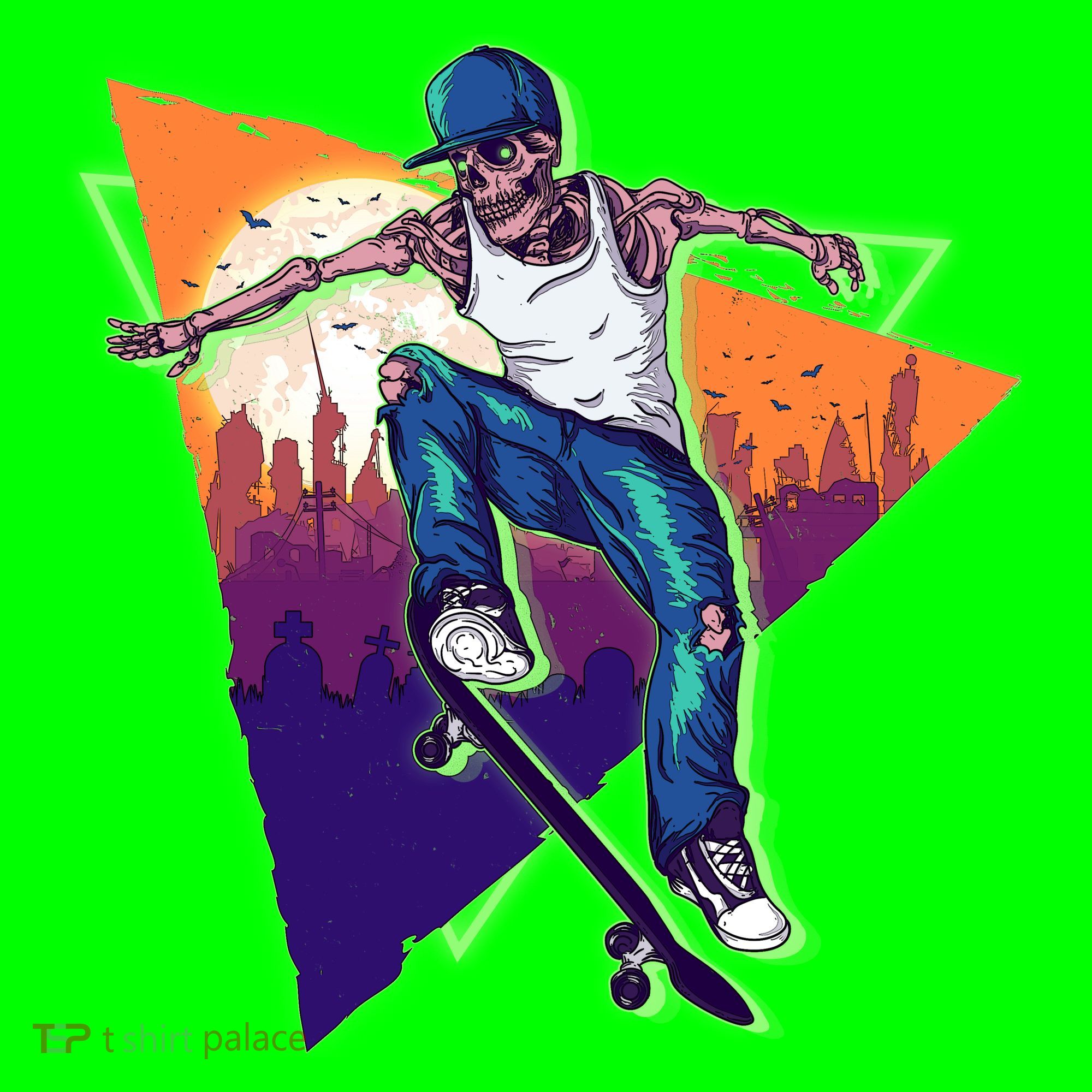 Retro Halloween Skateboarding Skater Skeleton Mousepad