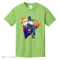 Retro Halloween Skateboarding Skater Skeleton Kids T-Shirt thumb 0