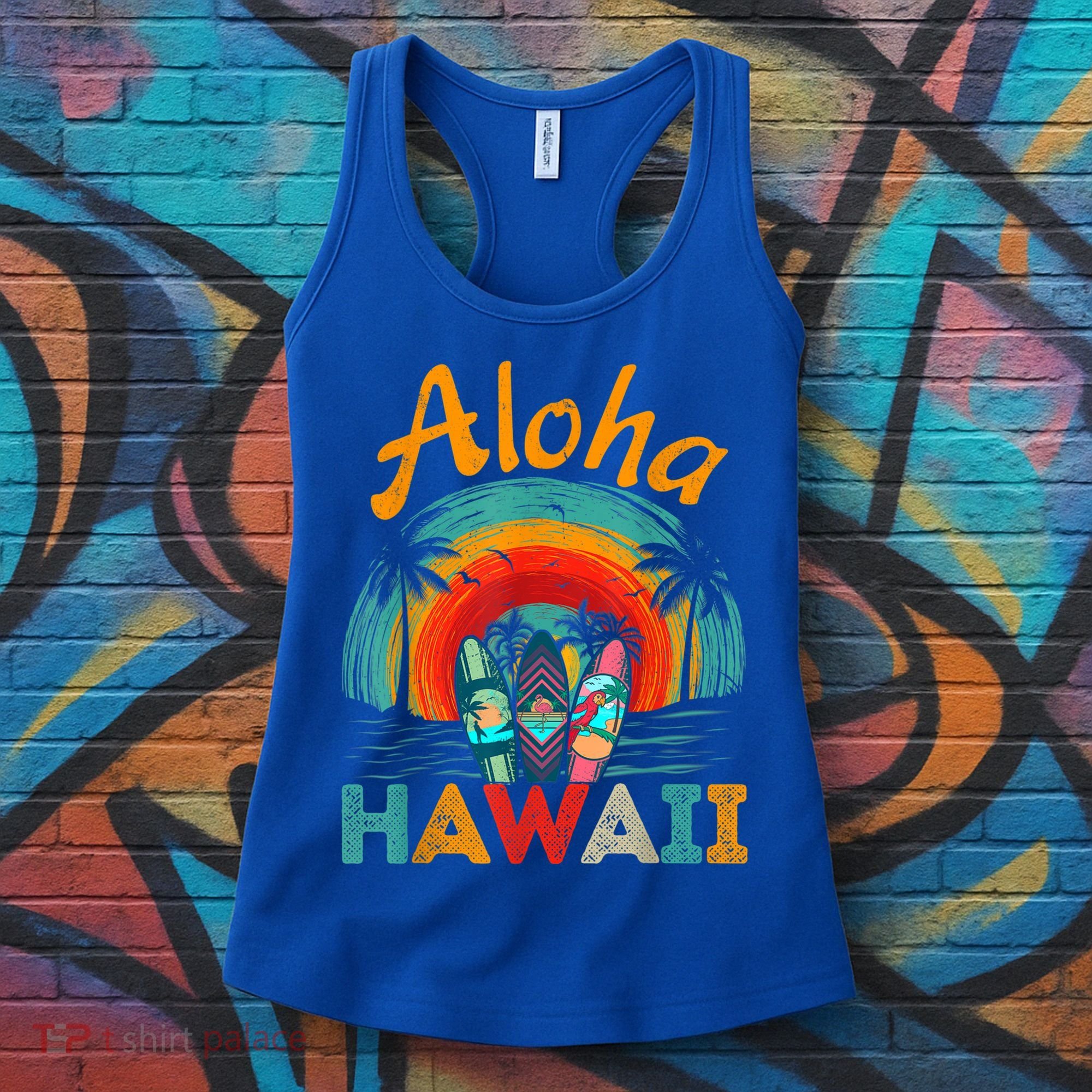 Retro Hawaiian Surfboard Aloha Hawaii Island Surfer Outfits Women's Tank Top