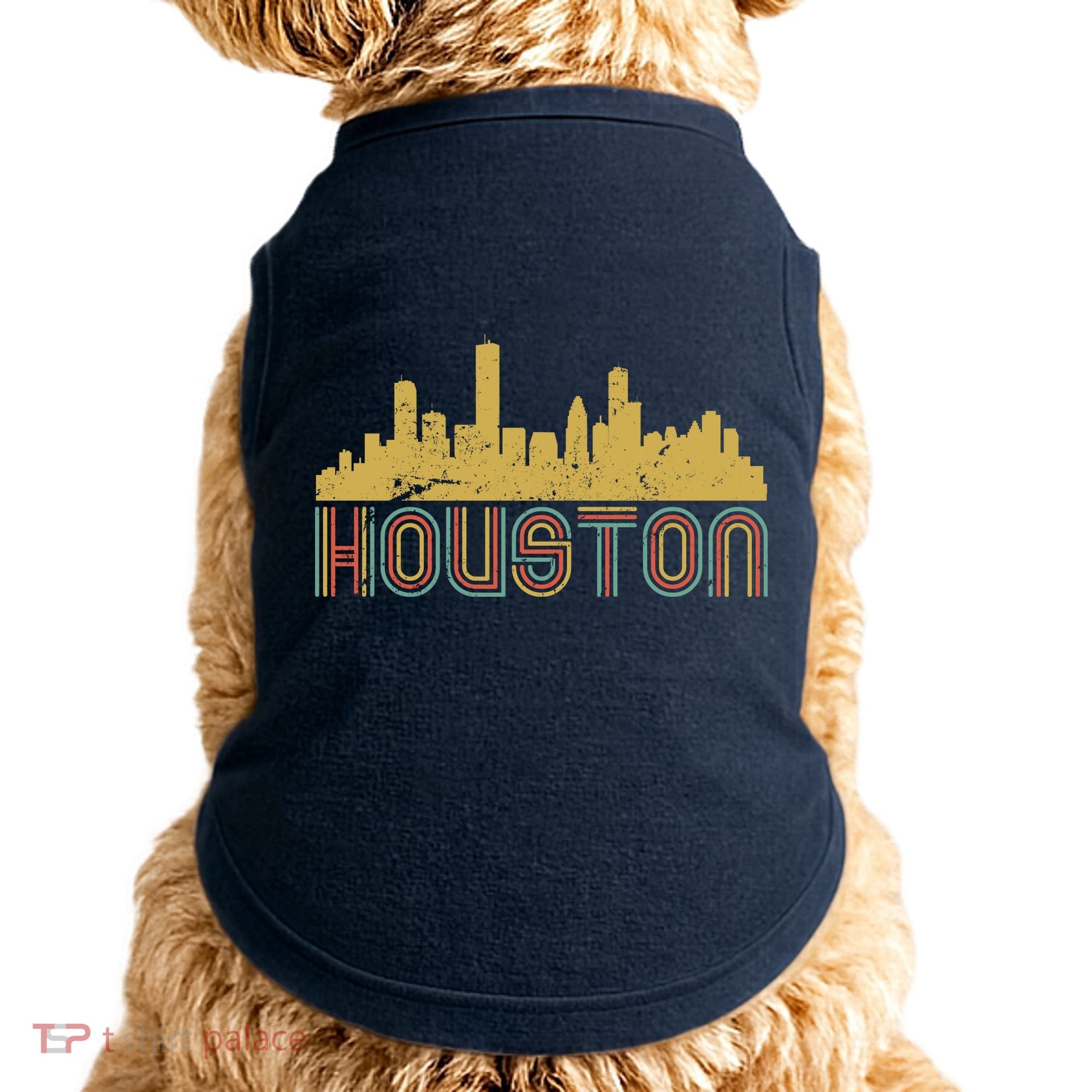Retro Houston Skyline Texas Doggie Tank