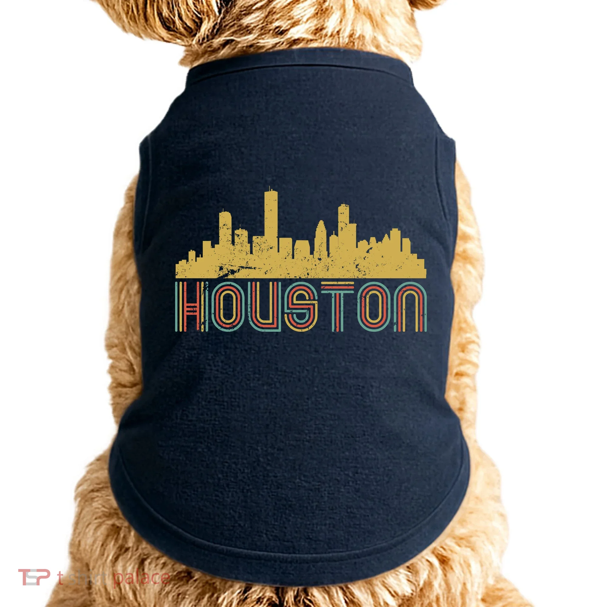 Retro Houston Skyline Texas Doggie Tank