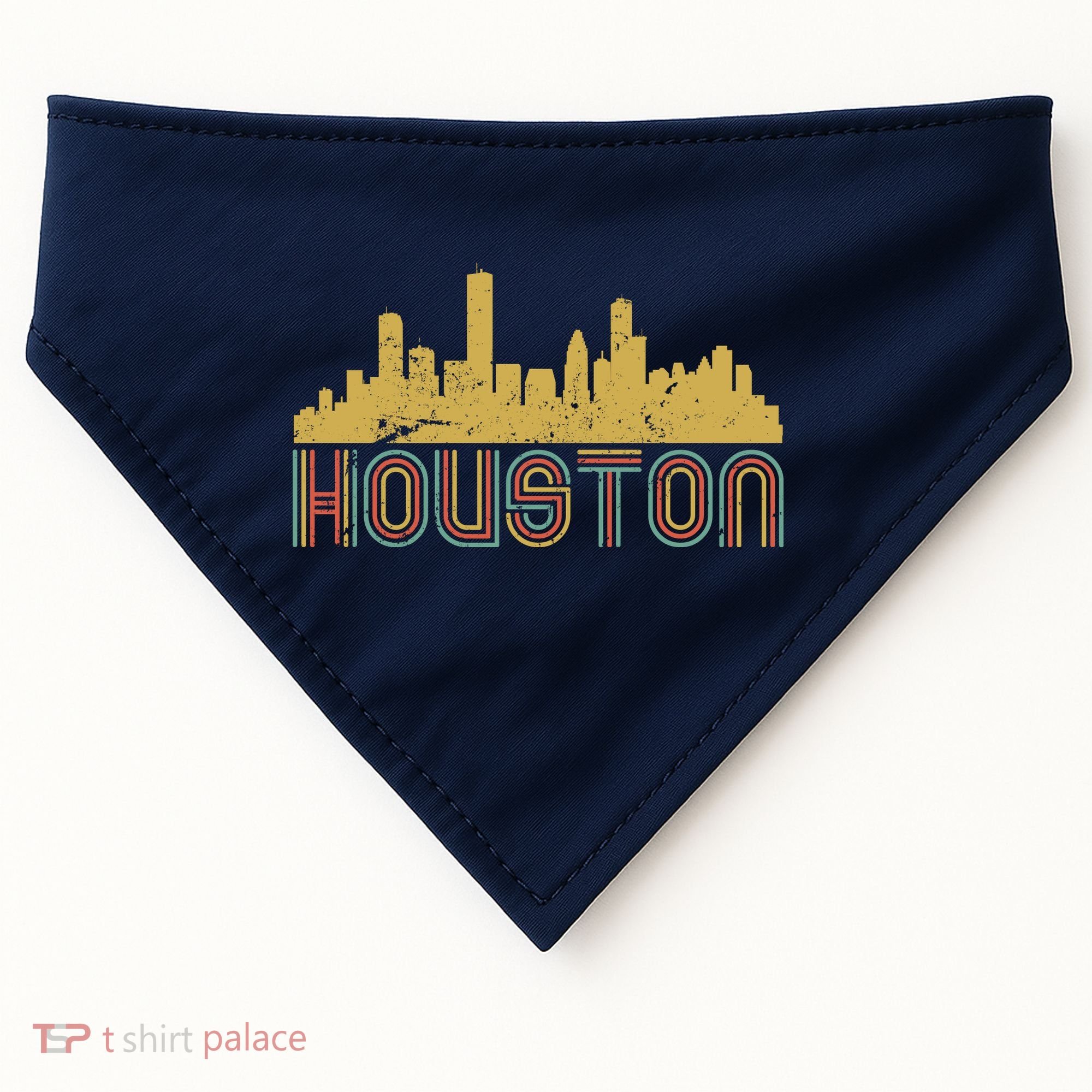 Retro Houston Skyline Texas USA-Made Doggie Bandana