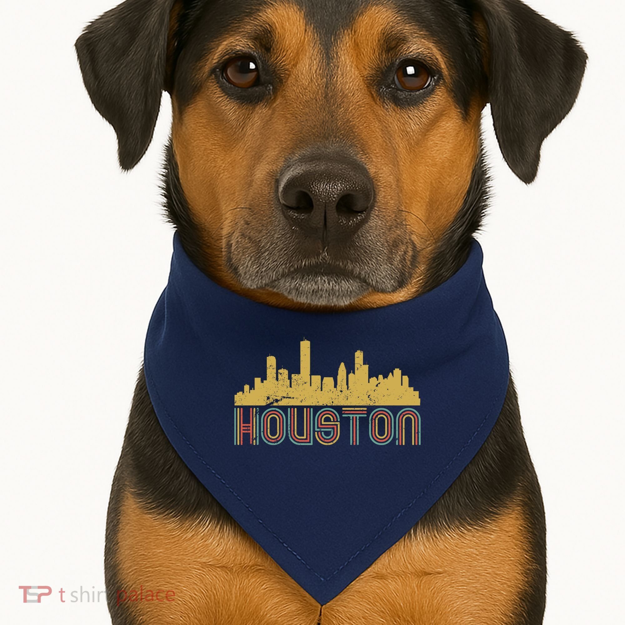 Retro Houston Skyline Texas USA-Made Doggie Bandana