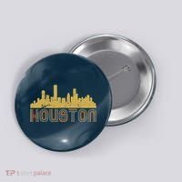 Retro Houston Skyline Texas Button thumb 0