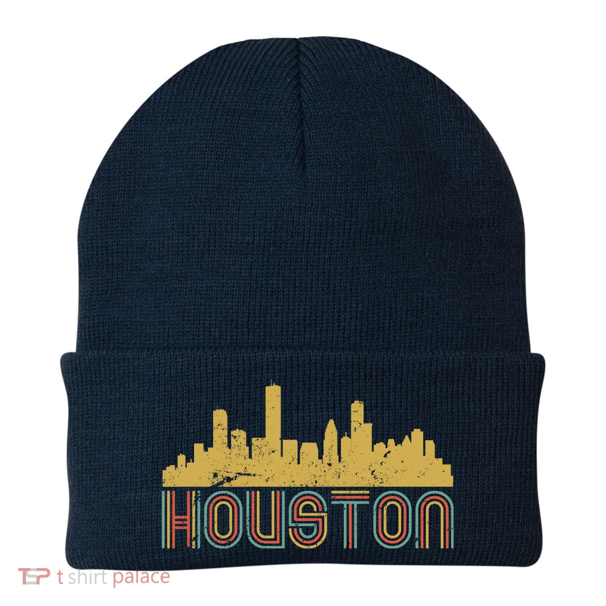 Retro Houston Skyline Texas Beanie