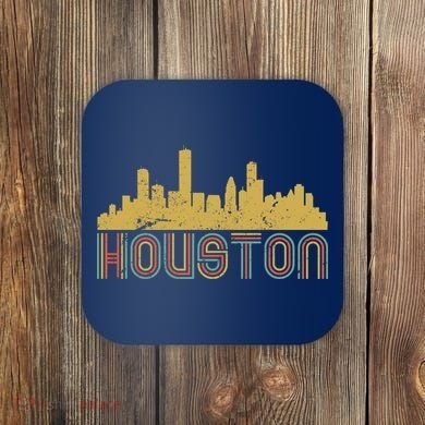 Retro Houston Skyline Texas Coaster