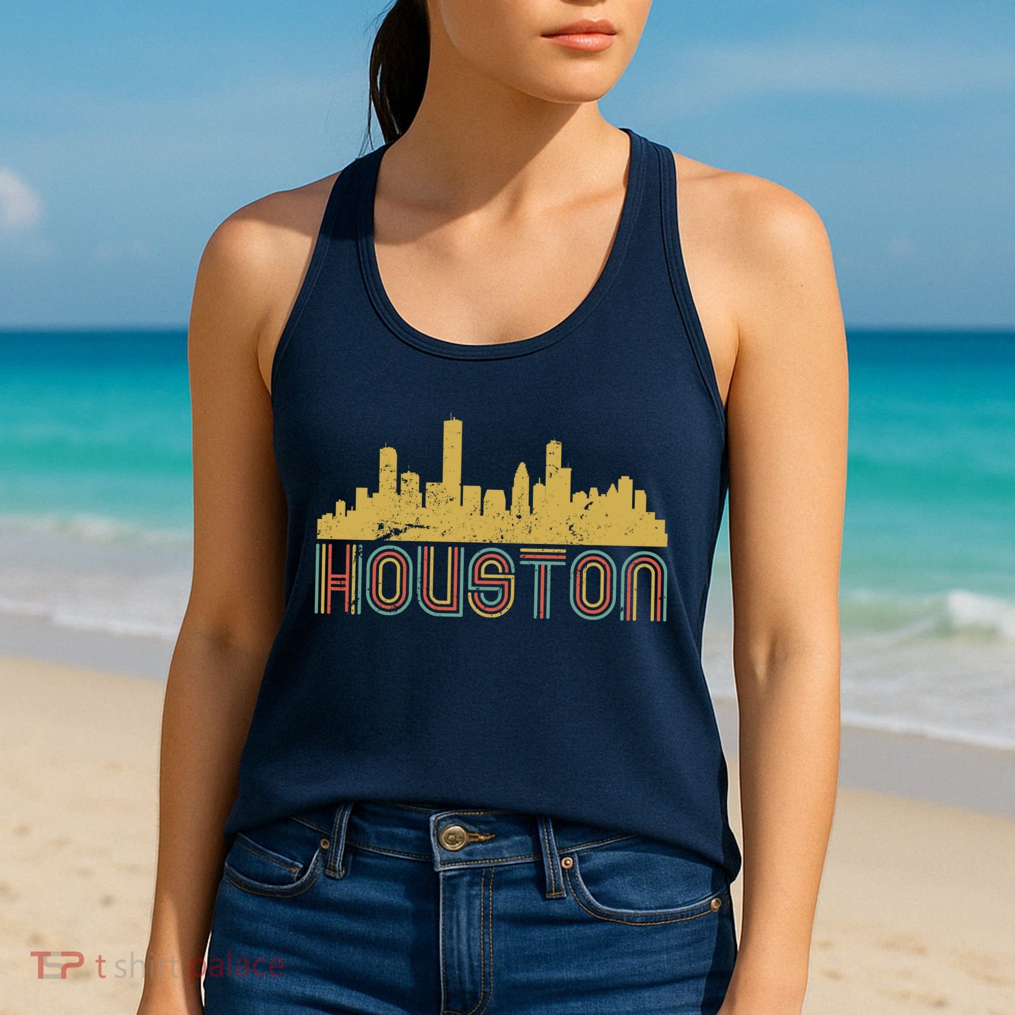 Retro Houston Skyline Texas Women's Tank Top