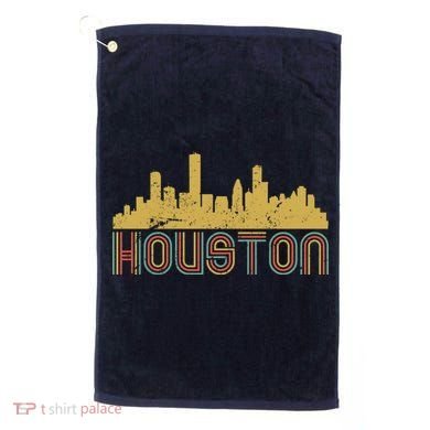 Retro Houston Skyline Texas Golf Towel